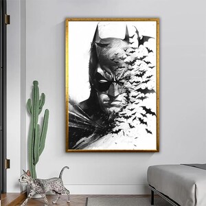 Stampa su tela di Batman - Stampa di supereroi astratti e scuri per un arredamento moderno