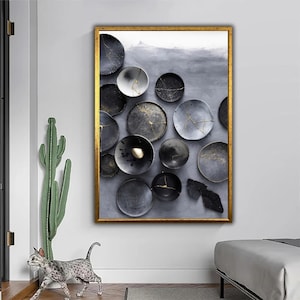 Kintsugi Harmony: canvasafdruk in minimalistische stijl | Schoonheid in imperfectie