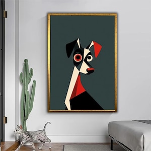 Geometric Dog – Abstract Modern Pet Canvas Art