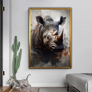 Majestic Rhino - Wildlife Art Canvas Print  Strength in the Wild