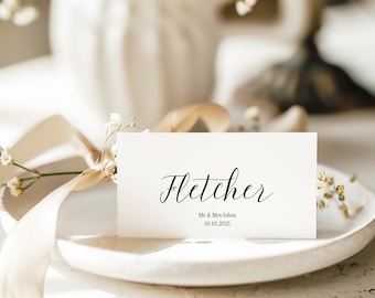 Elegant Wedding Place Card template | Printable Name Cards | Minimalist Table Settings | Editable in Canva | instant Download