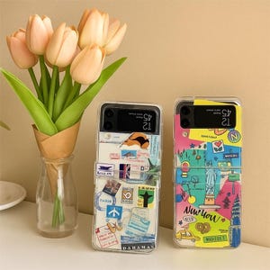 Funda transparente con dibujos animados para Samsung Galaxy Z Flip 3/4/5 – Carcasa trasera rígida de policarbonato de lujo