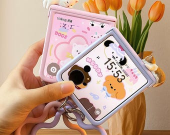 3D schlafendes Kätzchen Handyhülle: Kawaii Samsung Z Flip & Motorola Rasiermesser Hülle