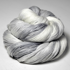 Silver ghost - Merino / Silk Cobweb Yarn - hand dyed by DyeForYarn - color: pale grey