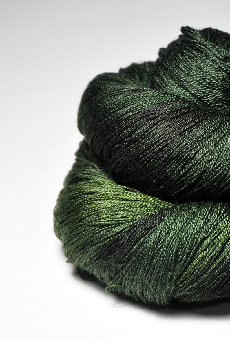 Impervious forest undergrowth OOAK Merino / Silk Cobweb Yarn Hand Dyed Yarn handgefärbte Wolle DyeForYarn image 2