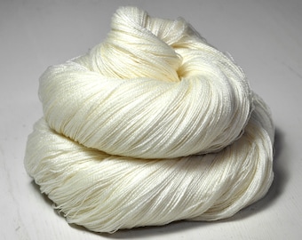 Ghost - natural undyed Merino / Silk Cobweb Yarn - Hand Dyed Yarn - handgefärbte Wolle - DyeForYarn