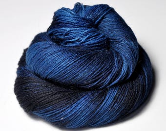 Tarnished glowing sapphire - Angora Lace Yarn by DyeForYarn - cruelty-free and limited - color: dark blue