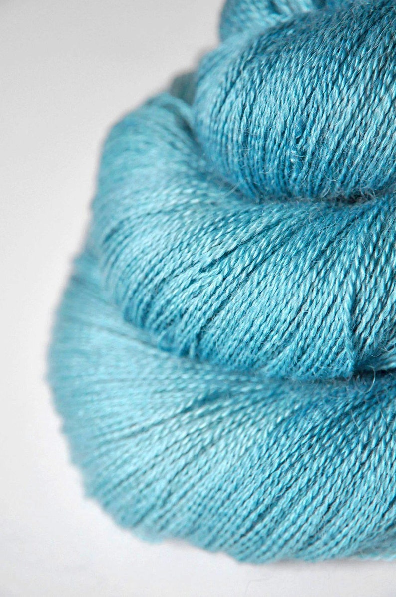 Melting blue glacier Baby Alpaca / Silk Lace Yarn Hand Dyed Yarn Wolle handgefärbt DyeForYarn image 1