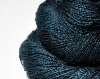 A dark storm is coming near - Angora Lace Yarn by DyeForYarn - cruelty-free and limited - color: blue teal