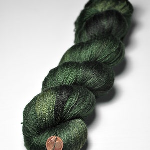 Impervious forest undergrowth OOAK Merino / Silk Cobweb Yarn Hand Dyed Yarn handgefärbte Wolle DyeForYarn image 3