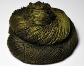 Failed camouflage - Angora Lace Yarn by DyeForYarn - cruelty-free and limited - color: olive green