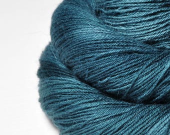 Stormy lake OOAK - Angora Lace Yarn by DyeForYarn - cruelty-free and limited - color: muted teal