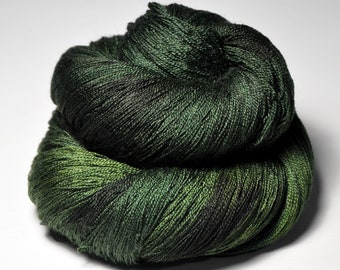 Impervious forest undergrowth OOAK - Merino / Silk Cobweb Yarn - Hand Dyed Yarn - handgefärbte Wolle - DyeForYarn