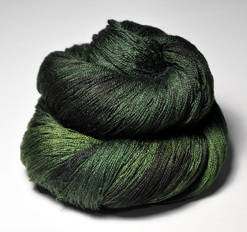 Impervious forest undergrowth OOAK Merino / Silk Cobweb Yarn Hand Dyed Yarn handgefärbte Wolle DyeForYarn image 1