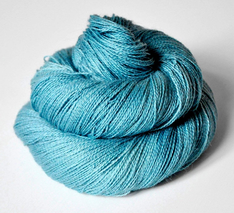 Melting blue glacier Baby Alpaca / Silk Lace Yarn Hand Dyed Yarn Wolle handgefärbt DyeForYarn image 2