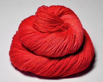 Stale strawberry bubble gum - Angora Lace Yarn by DyeForYarn - cruelty-free and limited - color: bright red