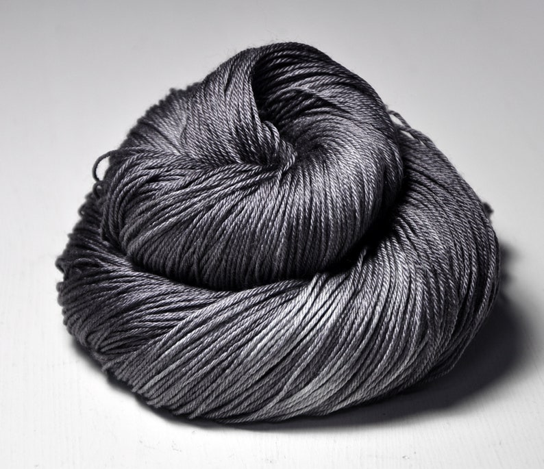 Gray which must not be named 2 Merino / Silk Fingering Yarn Superwash LSOH Hand Dyed Yarn handgefärbte Wolle DyeForYarn image 2