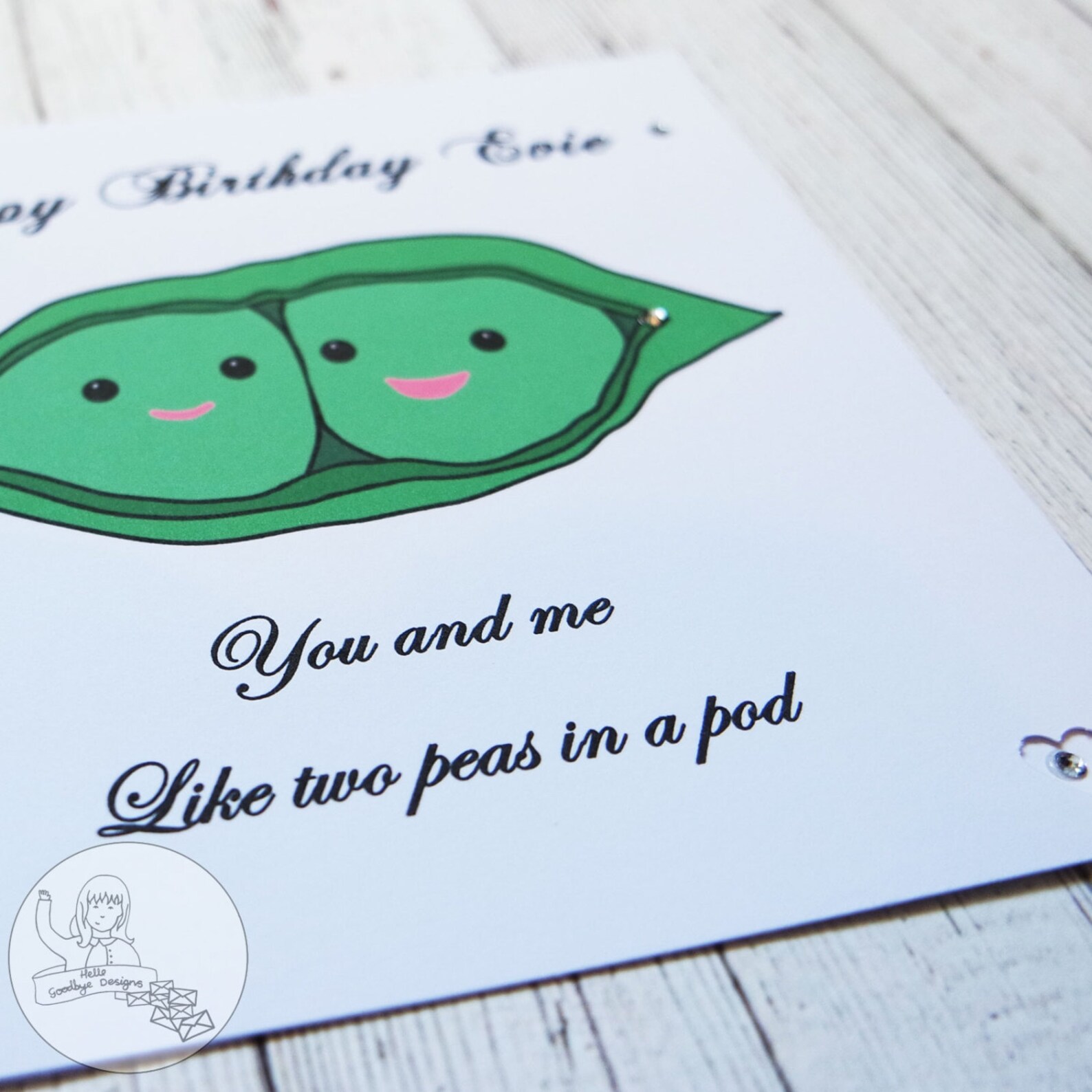 Handmade Personalised Two Peas in a Pod Birthday Card and Peas Etsy