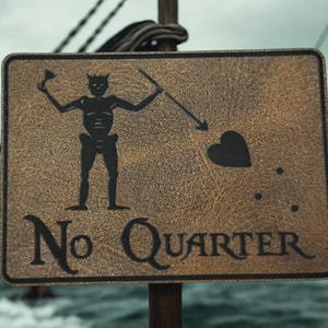 Blackbeard's kunstleren moraalpatch 'No Quarter' – piratenlegende met klittenbandsluiting