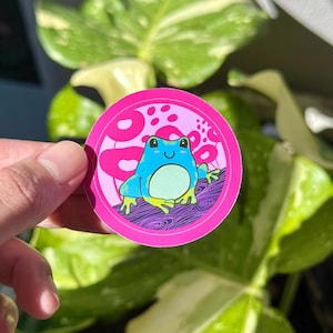 Sticker grenouille bleue (paquet de 3), Stickers brillants, Stickers imperméables, Stickers colorés, VolatylDesigns