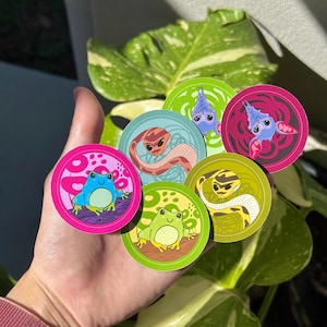 Bunte Tiere Sticker Pack (6 Pack), Glanz Aufkleber, Wasserdichte Aufkleber, Bunte Aufkleber, VolatylDesigns