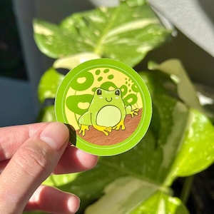 Sticker grenouille verte (paquet de 3), Stickers brillants, Stickers imperméables, Stickers colorés, VolatylDesigns