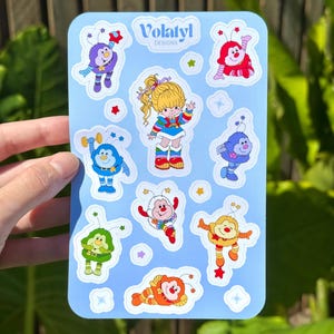 Hoja de pegatinas Rainbow Brite, pegatinas brillantes, pegatinas impermeables, pegatinas para diario, pegatinas de los 80, pegatinas coloridas, VolatylDesigns