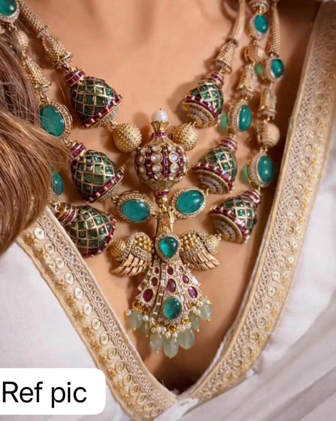 Sabyasachi Inspired Handmade Takkar Work Garuda Moissanite Polki Kundan ...