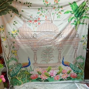 jharokha design peacock printed joint less 8*8 backdropdecor cloth /backdrop cloth /8*8 backdrop cloth