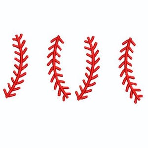 Baseball Stitches Embroidery Design: Sports Applique (2.5&quot; x 5&quot;)