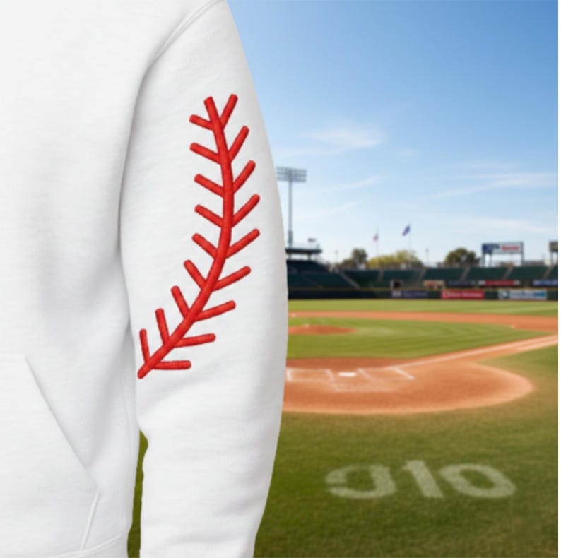 Baseball Seam Embroidery Design | 9 Branch Stitch Pattern | Sports Sleeve Embroidery File image 2