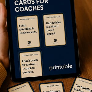 Schede di affermazione stampabili per allenatori – Strumento di mentalità e leadership sportiva – Download immediato in PDF – CoachMind