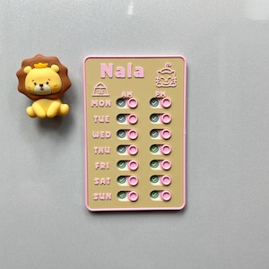 Piller- och matningsspårare för husdjur och människor | Magnetisk AM/PM-påminnelsetavla | 3D-utskriven arrangör med ikoner | Anpassat namn, 28 färger