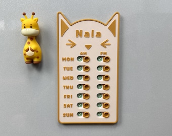 Cat Feeding Tracker | Personalized AM PM Reminder for Pets | Magnetic or Stand Display | Daily Cat Care Organizer | Gift for Cat Parents