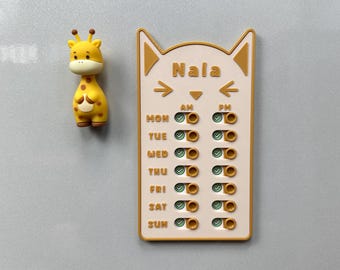 Katzenfütterungs-Tracker | Personalisierte AM PM Erinnerung für Haustiere | Magnet- oder Stand-Display | Tägliche Katzenpflege Organizer | Geschenk für Katzeneltern