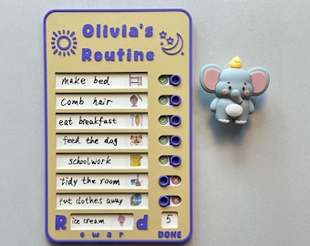 Routine & Reward Board for Kids | 8-Task Daily Magnetic Chart | Montessori Visual Schedule | Custom Name Checklist | 300 Stickers, 28 Colors