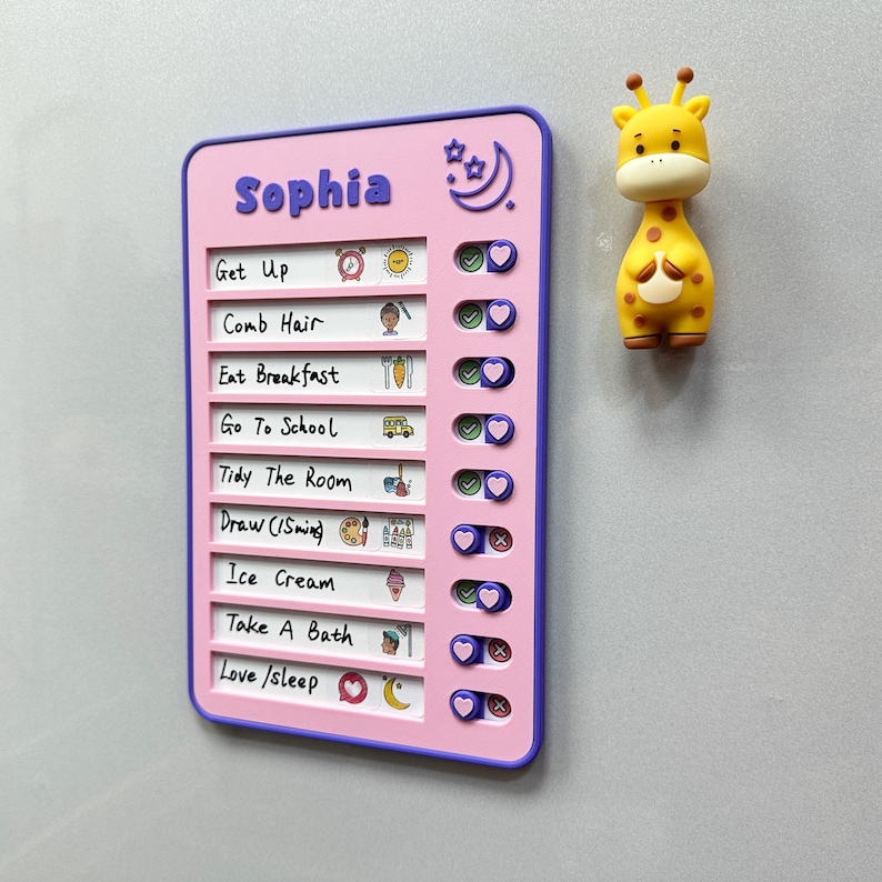 Sliding Chore Chart for Kids | 9-task Daily Routine Board | Montessori ...