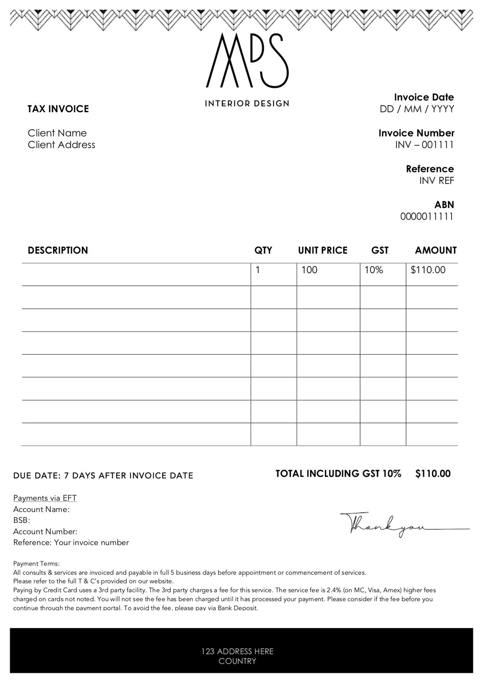 Black Invoice Template