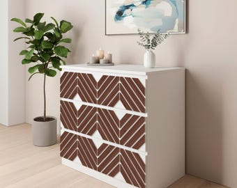 Chevron Holz Auflage für IKEA Malm Kommode | Dekorative HDF-Möbelplatten | Moderne geometrische Fassade