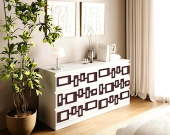 Fusion Pattern Wood Overlay für IKEA Malm | Dekorative HDF-Möbelplatten | Zeitgenössische Möbel-Fassade