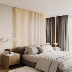 Decorative Wooden Slats Wall Panels, 3D Slats | Accent Wall for Bedroom & Living Room, Interior Decor | Scandinavian Style Wall Art