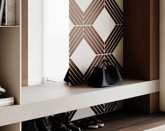 20 piezas: Listones de pared decorativos en ángulo / Tiras de madera geométricas de HDF laminado / Paneles de pared decorativos DIY para dormitorio, sala de estar y oficina