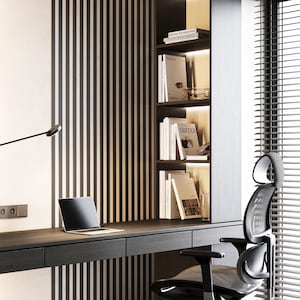 18pcs SET - Easy Install Wooden Wall Slats | Self-Adhesive Decorative Panels | Affordable Accent Wall Solution, Modern Home Interior Decor