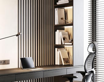Juego de 18 piezas: Listones de madera para pared de fácil instalación, paneles decorativos autoadhesivos, solución económica para paredes decorativas, decoración moderna para el hogar.