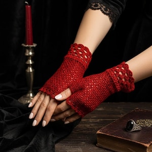 Cosplay da vampiro (download PDF), modello all'uncinetto per guanti senza dita gotici, regalo per ragazza gotica