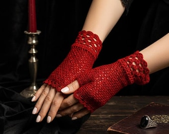 Vampire Cosplay (PDF Download), Gothic Fingerless Mittens Crochet Pattern, Goth Girl Gift