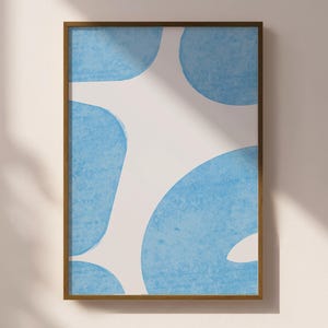 Modern Blue Beige Minimalist Printable Art, Contemporary Digital Painting, Blue and Beige Tones Printable Wall Art, Blue Beige Painting