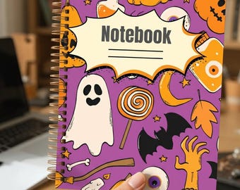Portada de cuaderno de composición con temática de Halloween, diseño bonito y espeluznante (PNG)