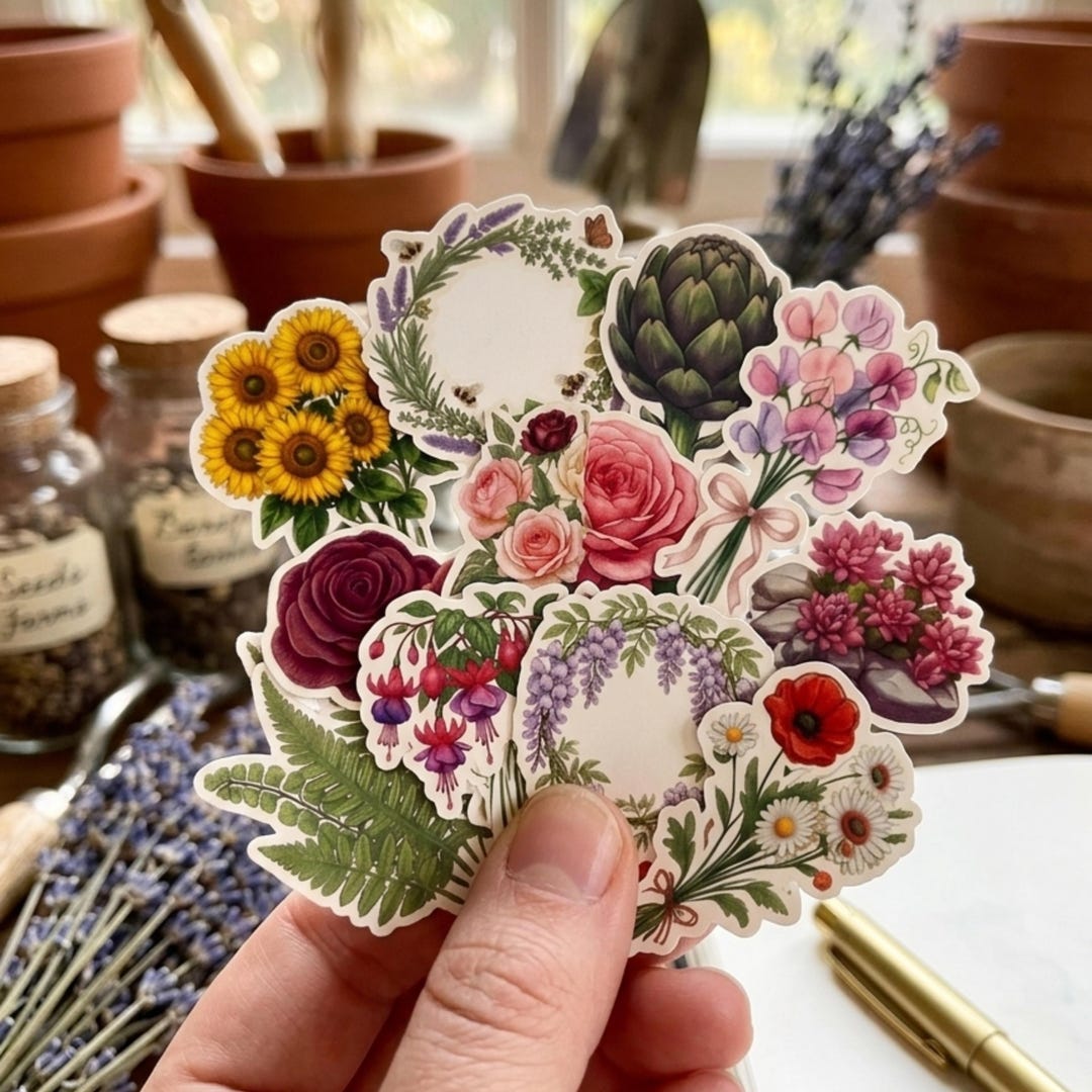 100 Flower Stickers Bundle - Cute Floral Stickers - Vinyl Sticker ...