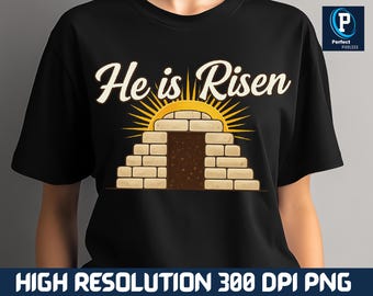 He Is Risen PNG, Easter Jesus Resurrection Clipart, Christian Shirt Design, Bible Graphic